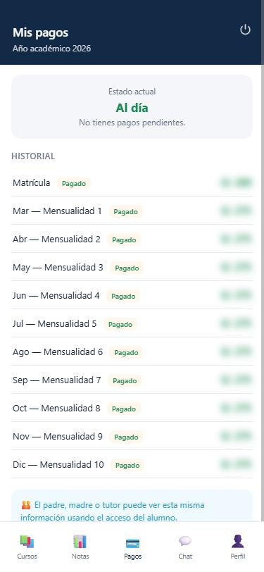 Mis pagos: al día, sin pagos pendientes, con los montos difuminados